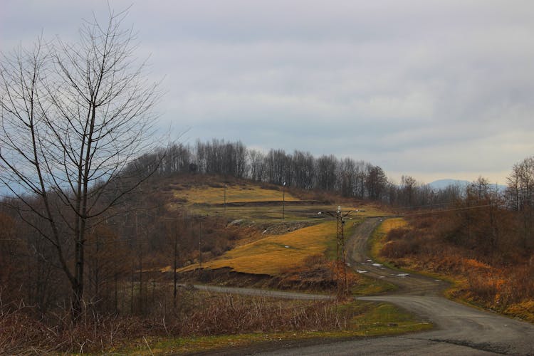 Empty Road Near Hill