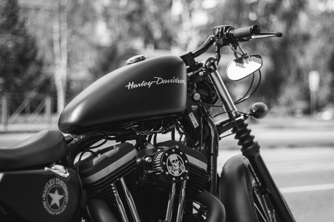 Free Grayscale Photo of a Motorcycle Stock Photo