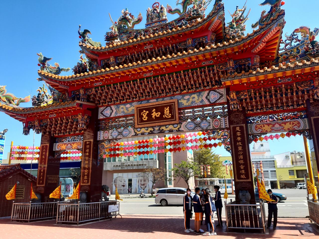 beautifully crafted chinese temple gate with traditional design and vi