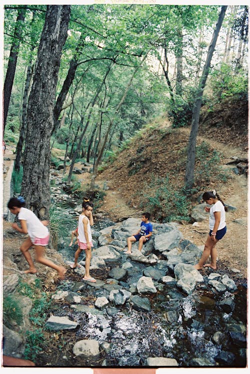 People Spending Leisure Time on Rocky River