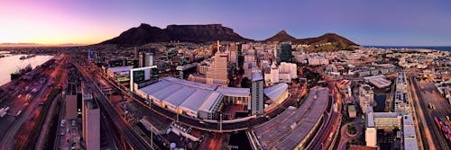 Free Aerial twilight panoramic view of the City of Cape Town Stock Photo