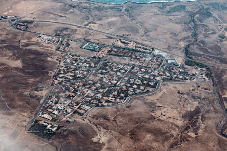 Aerial View Of Coastal Town