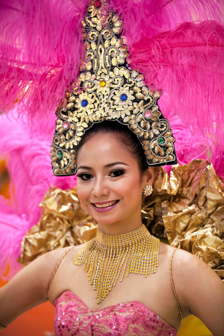 Smiling Woman Wearing A Costume 