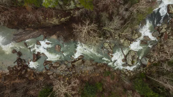 The Tallulah River on the floor of the gorge