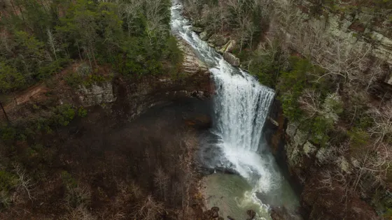 Fall color over the Tallulah Gorge in Georgia