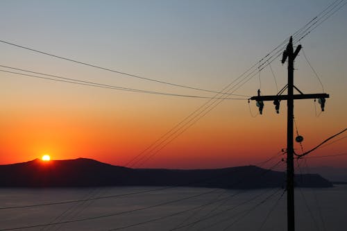 Бесплатное стоковое фото с вечернее солнце, вулкан, греция