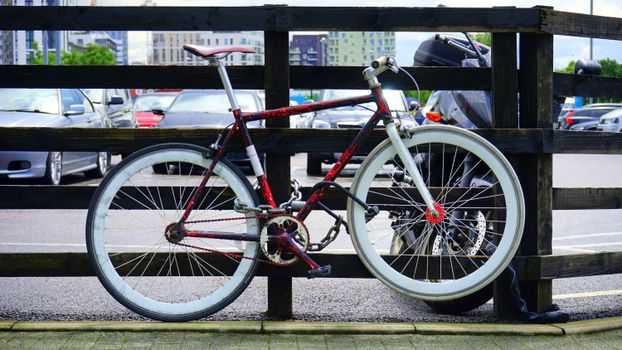 Red and White Road Bicycle