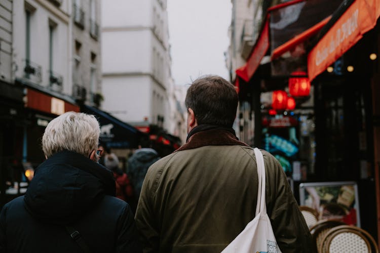 Pedestrians Walking In Downtown