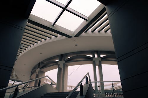 Indoor View of Modern Building With a Glass Ceiling 