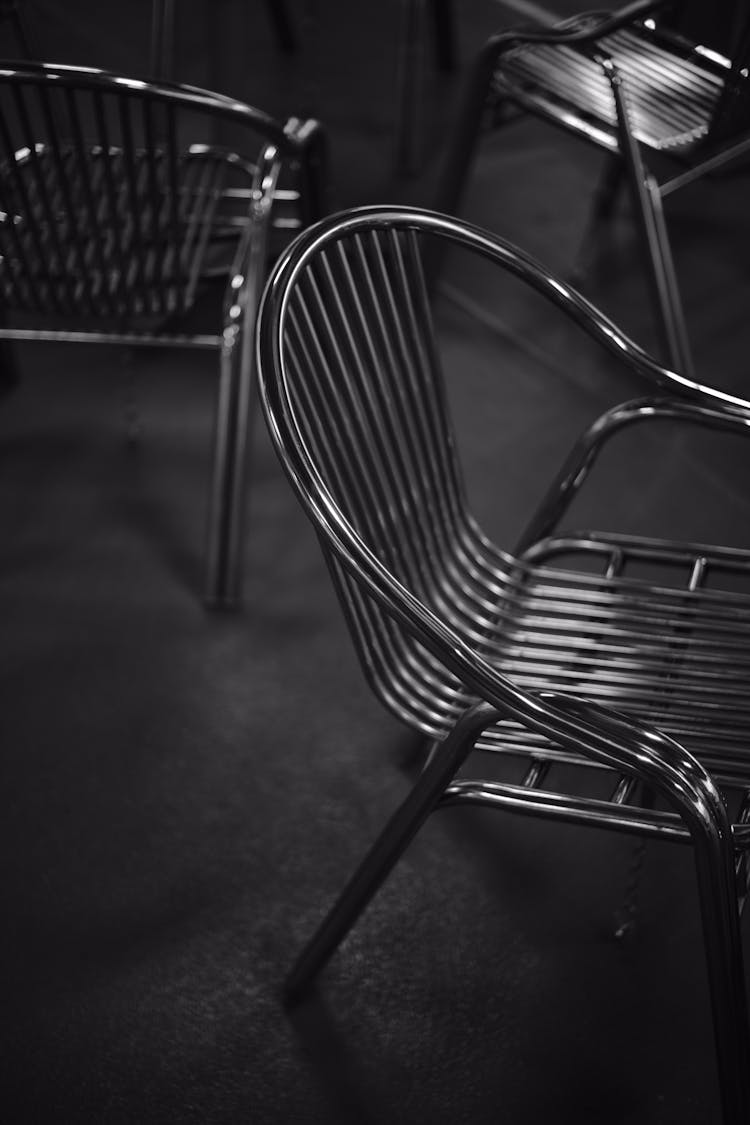 Close Up Photo Of A Metal Chair 