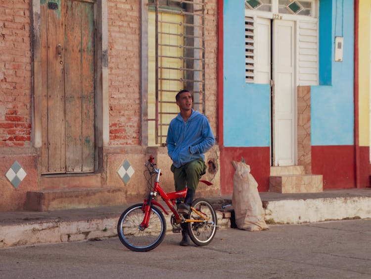 Man On A Bicycle On A City Street