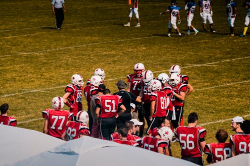 Football Team Wearing Red Jersey