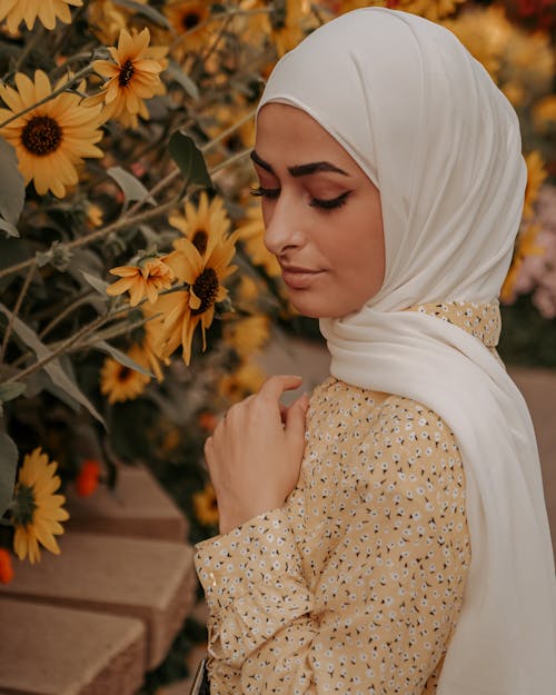A Woman in White Hijab