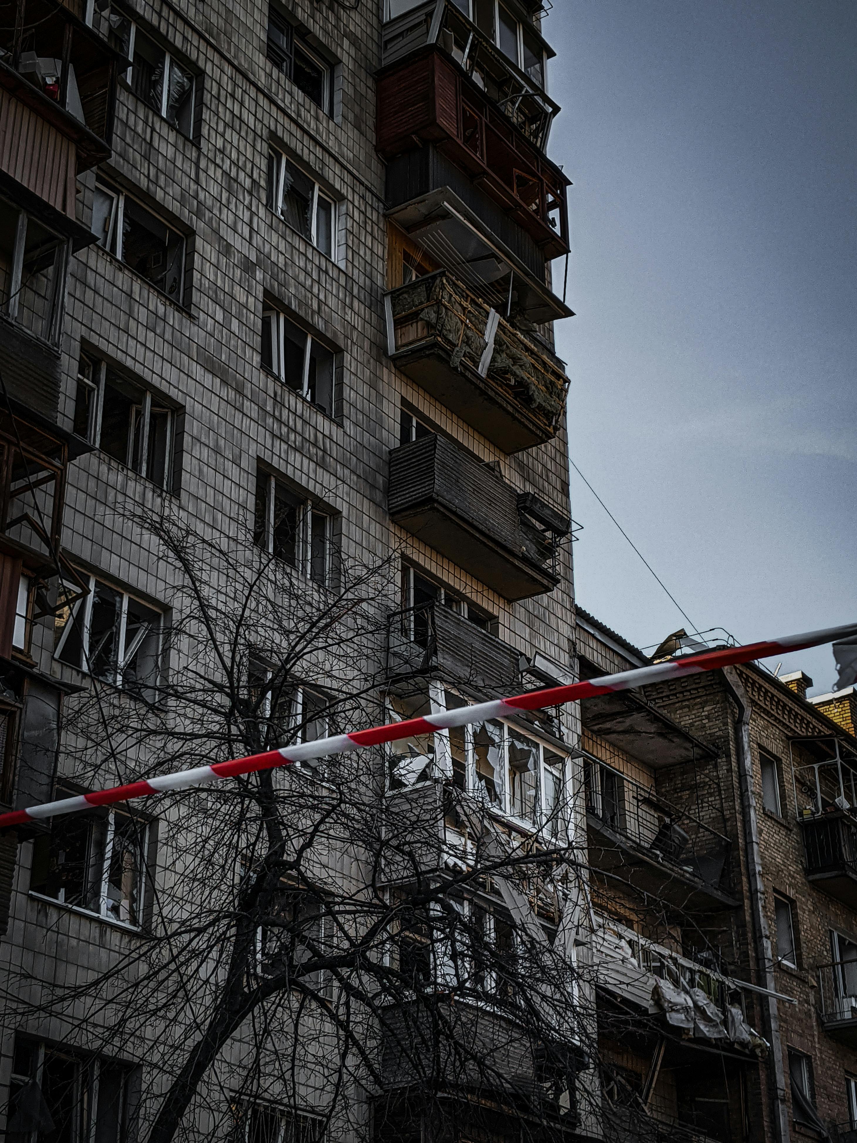 facade of high building with broken windows