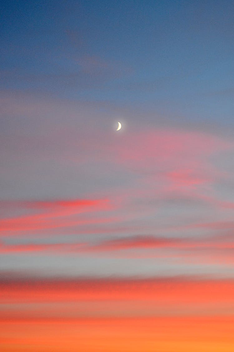 Moon On Sky At Sunset