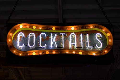 Free A Cocktails Signage with Lights Stock Photo