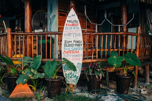 Mexican Restaurant with Cocktail Menu on Surfboard