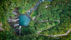 Aerial View of River in the Middle of Forest