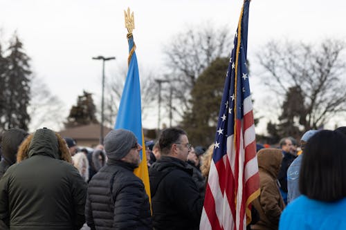 Foto stok gratis bendera amerika, bendera ukraina, demokrasi