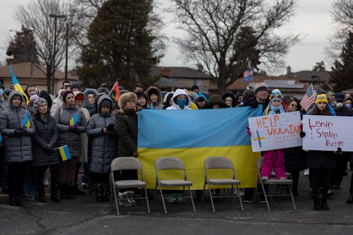 People Protesting on a Street 