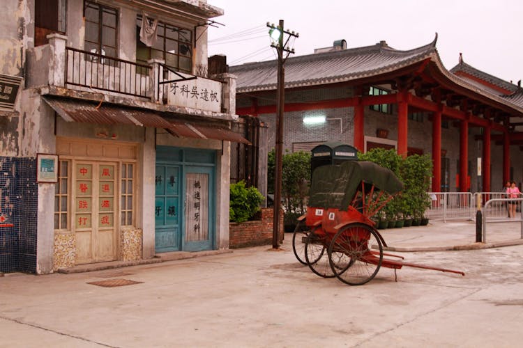 Rickshaws On Empty Street