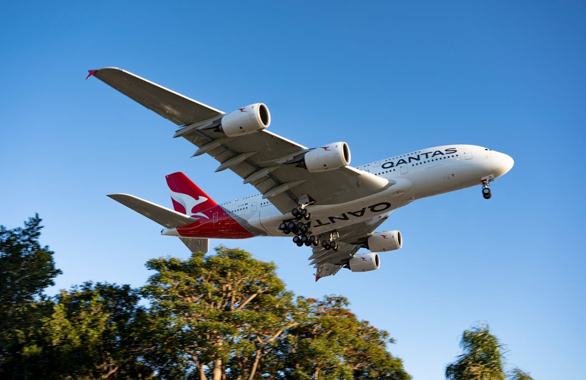 Qantas Airplane in Flight