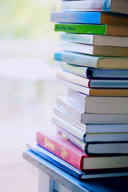 Free Selective Focus Photo of Pile of Assorted-title Books Stock Photo