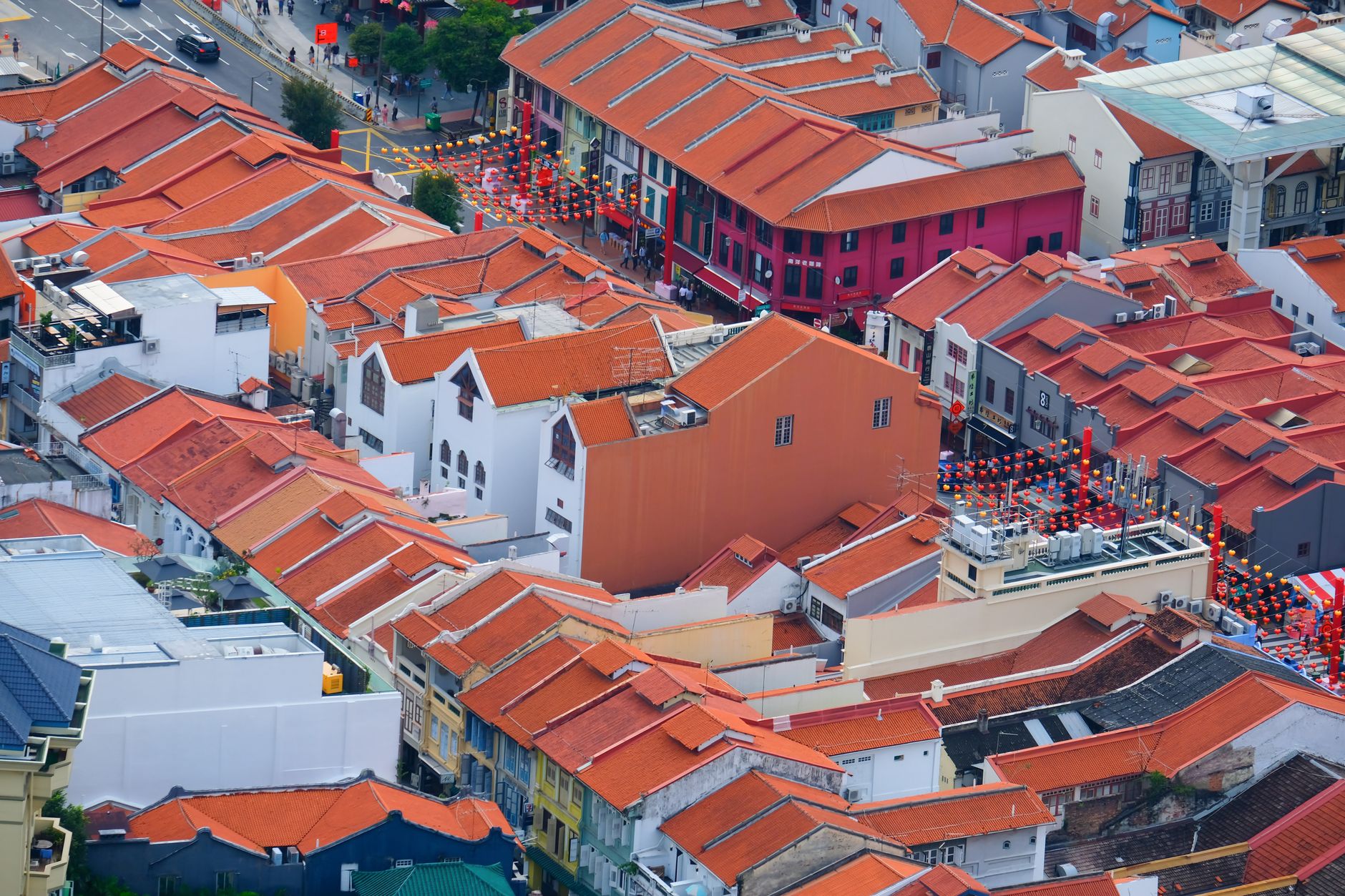 Singapore landed terrace house rooftop aerial