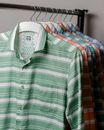 Green and White Striped Button Up Shirt