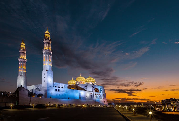 Illuminated Mosque During Night Time