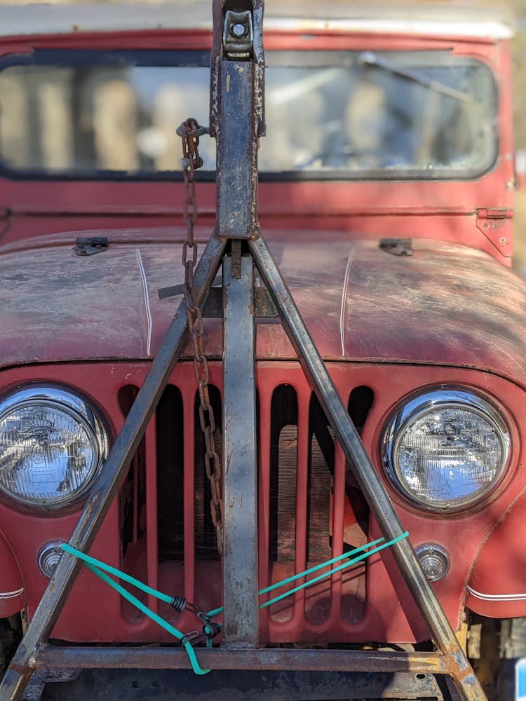 A Red Vintage Jeep