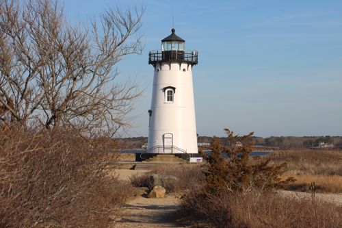 Free Scenic view of Edgartown Lighthouse surrounded by nature, captured on a sunny day. Stock Photo