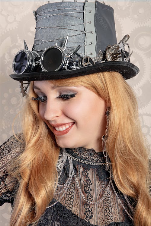 A Woman Wearing Black Hat