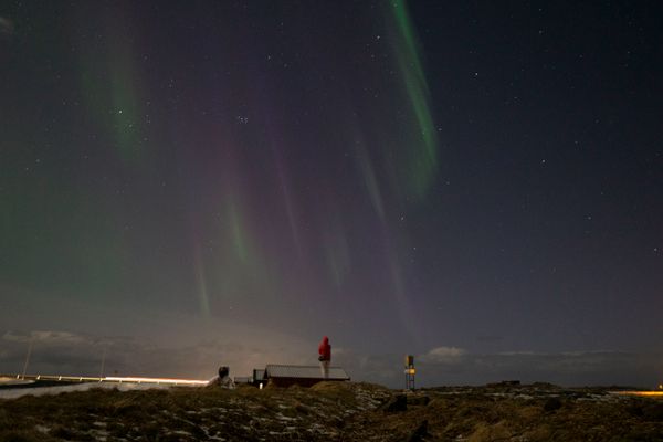 Northern lights over Iceland at night