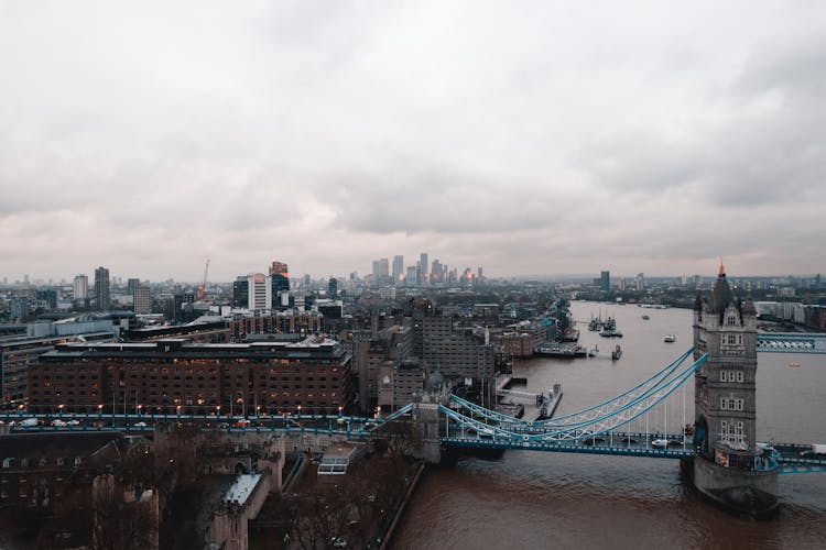 Aerial View Of Tower Bridge In London