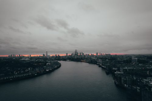 Free Stunning aerial shot of London's skyline during twilight, highlighting the city's unique architecture. Stock Photo