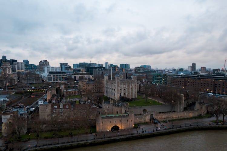 Aerial Shot Of White Tower In London