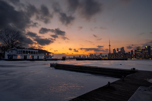 Dusk Over the Frozen Toronto Bay