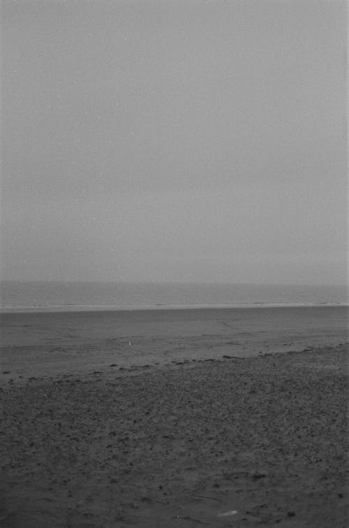 Kostnadsfria Kostnadsfri bild av gråskale, hav, sand Stock foto