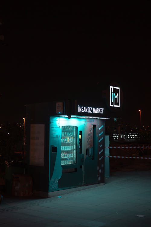 Illuminated Vending Machine at Night