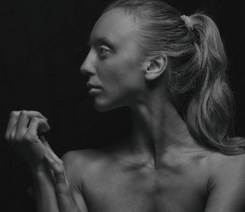 Free Grayscale Photo of a Topless Woman Stock Photo