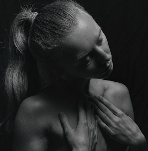 Free Grayscale Photography of Woman in Ponytail Stock Photo