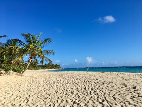 Free Experience the serene beauty of Culebra's sandy shores under a clear blue sky in Puerto Rico. Stock Photo