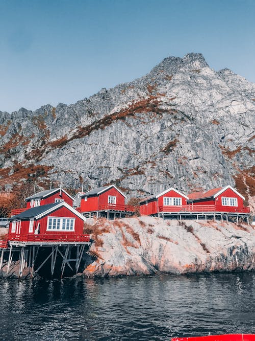 Red Houses in the Coastal Village of Å in Norway