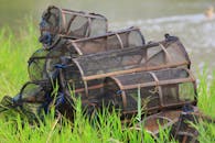 Fish Net on a Grassy Field