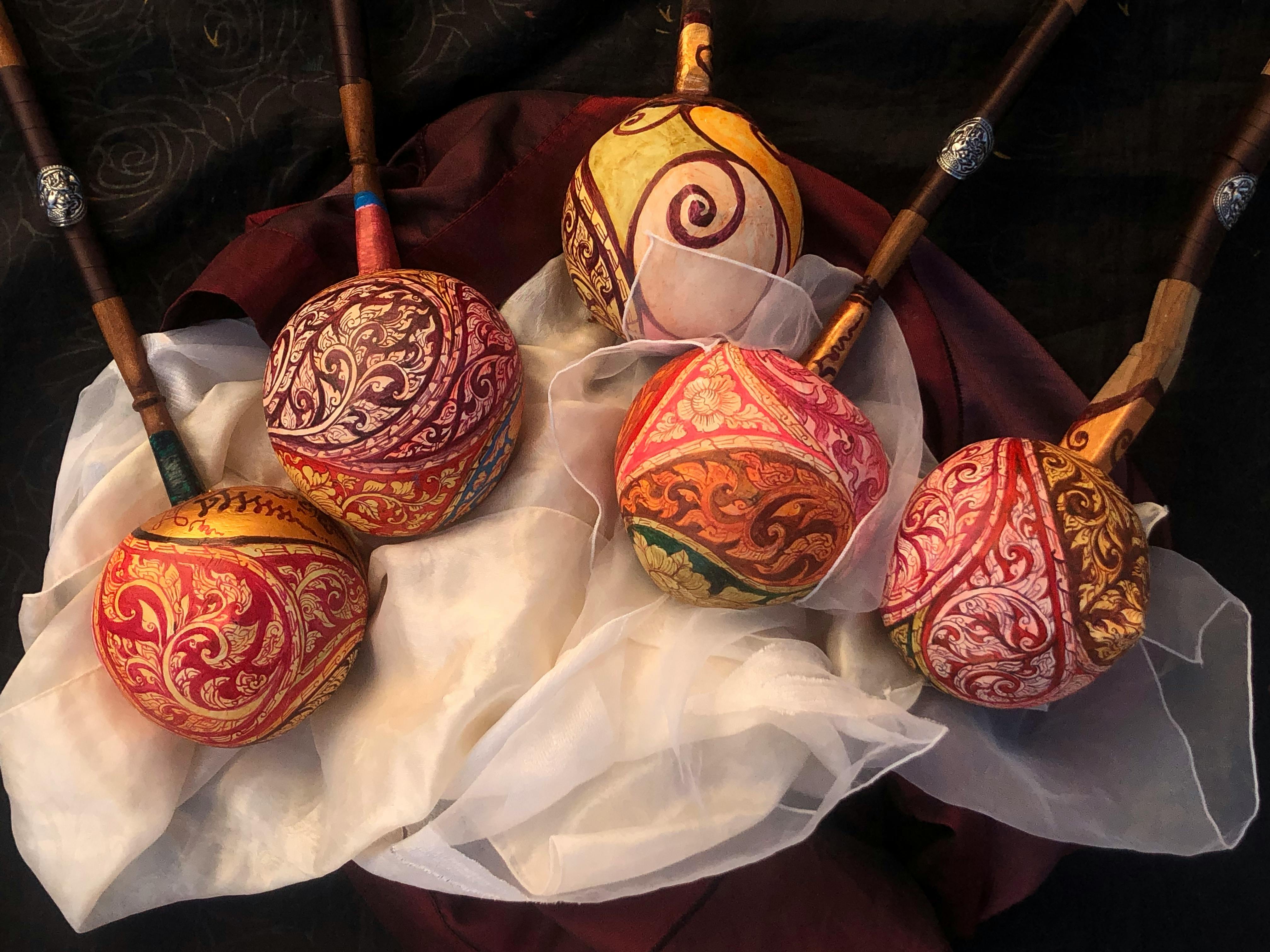 Free stock photo of painting, thailand, Traditional Thai painting on coconut shell dipper