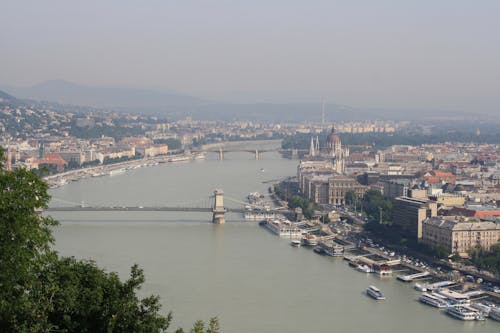 Gratis lagerfoto af Donau-floden, droneoptagelse, flod