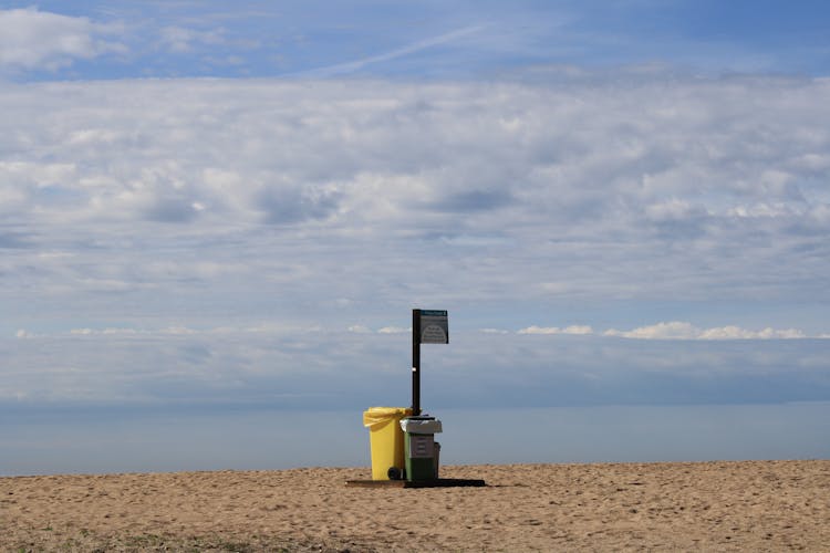 Waste Containers At The Beach