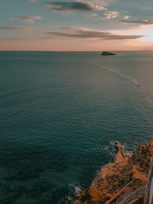 Aerial View of the Coast at Sunset 