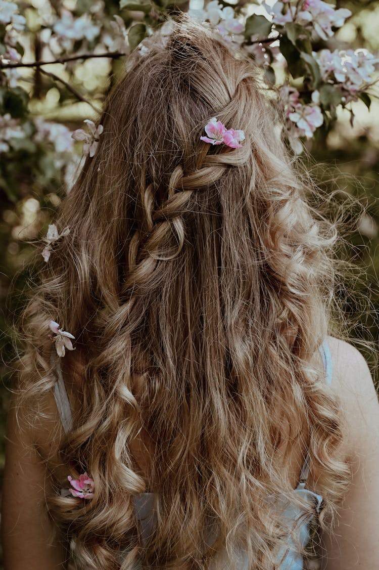 Braided Hair Decorated With Flowers